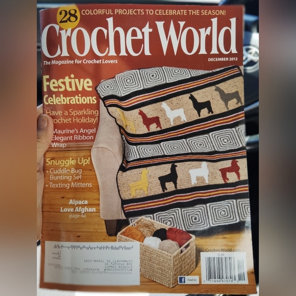 Vintage rochet World Magazine December 2012 Alpaca Afghan - Picture 1 of 10